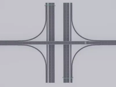 Modular Highway  City Road Kit  Game Ready Low-poly 3D model