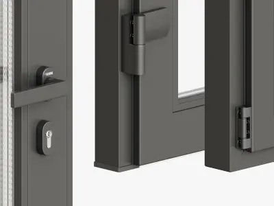 Modern style windows and glass entrance doors 3D model