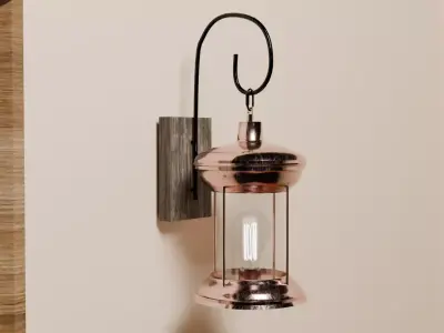 Brass Hanging Lantern Wall Sconce with Edison Bulb Low-poly 3D model