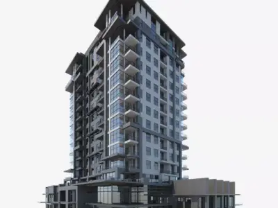 Apartment building 3D model 4