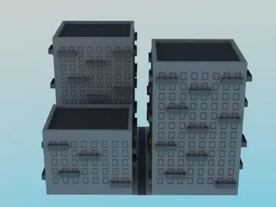 LowPoly Buildings Square  Low-poly 3D model