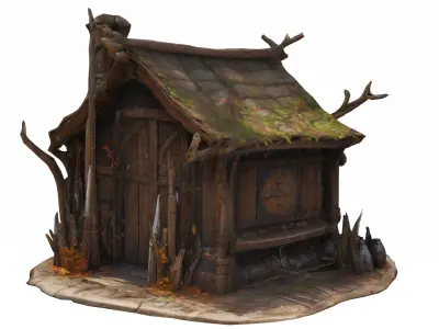 Medieval Merchant Stand Fantasy Weapon and Armor Stall FBX OBJ Low-poly 3D model