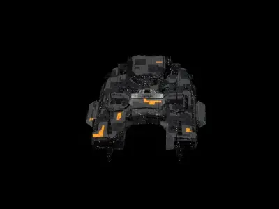 sleek spaceship corvette sci fi detailed low poly 3D Low-poly 3D model