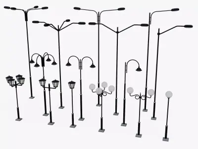 Urban Streetlight Pack Low-poly 3D model