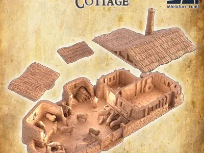 Medieval Shepherd Cottage Tabletop Terrain 28 mm 3D print model