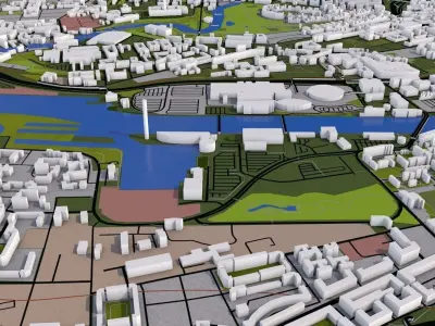 Glasgow City UK Low-poly 3D model