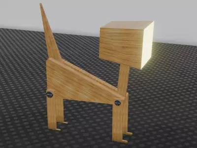 Wooden Cat Lamp 3D Model - Stylized Animal Desk Light Low-poly 3D model