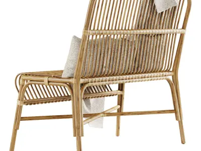 Valerie vintage rattan loveseat  3D model
