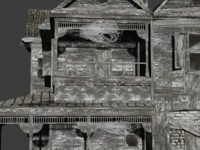 House Abandoned old - realistic low poly Low-poly 3D model