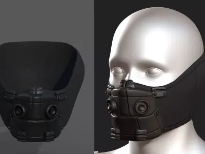 Gas mask respirator scifi futuristic 3d  Low-poly 3D model