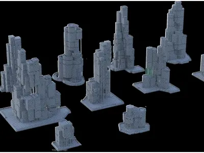 MODERN BUILDING AND SKYSCRAPER PACK KITBASH CITY WORLD KIT 3D model