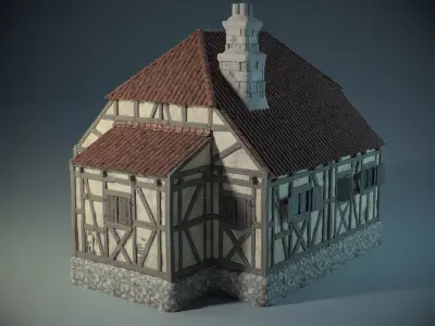 Medieval House 07 Game Ready Low-poly 3D model