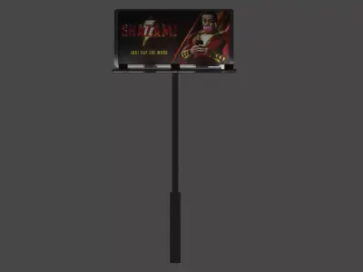 advertisement stand with poster Free 3D model