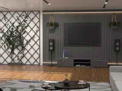Living Room furnitures Low-poly 3D model