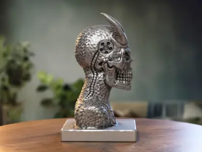 Skull robot demon dragon bust Cyborg skull dragon bust 3D print model purchase