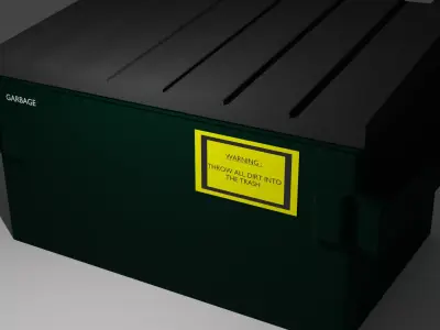 Dumpster trash can with sticker Free 3D model