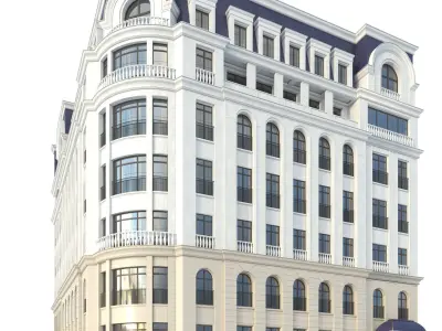 Classic Residential building No2 Low-poly 3D model