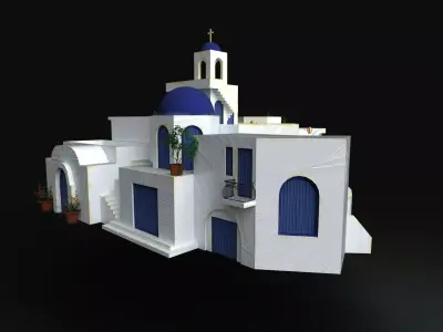 Stylized Mediterranean Town  Low-poly 3D model