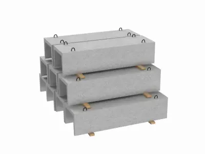 Concrete Trench On Wood Planks 3D model
