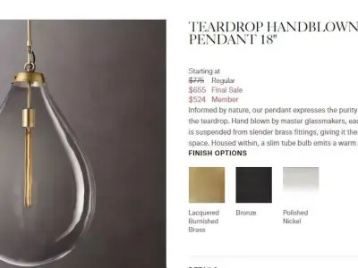 TEARDROP HANDBLOWN GLASS PENDANT 3D model