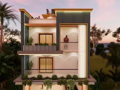 Modern Residential Villa - Compact Independent House 3D model