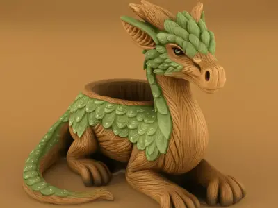Leafy Dragon Planter 3D Model STL 3D print model