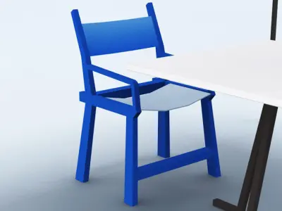 cafe on a beach Low-poly 3D model