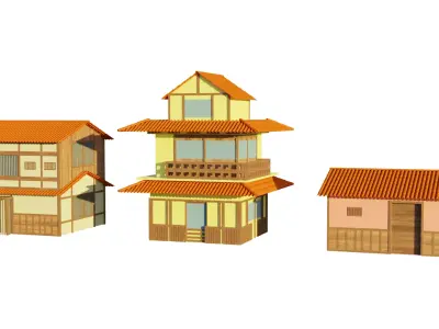 Japanese Style Houses-Anime- very cheap Low-poly 3D model