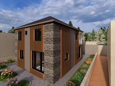 Modern Two-Story Villa with Interior 3D model