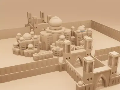 Mosque Architectural 3d Model with Render Scene   Low-poly 3D model