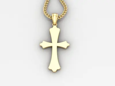 Light Gold 18K Cross Pendant 1CP043 3D print model