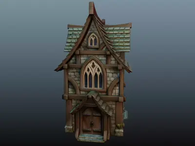 Mediaval fantasy stone house  High-Poly 3D model