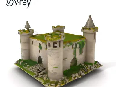Medieval Castle Model Pack with Towers and Ivy Low-poly 3D model