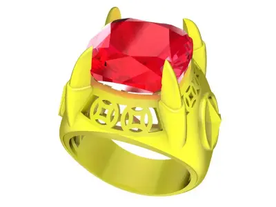 Bold Cushion Gemstone Mens Ring 4902 3D print model