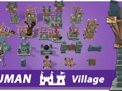 Human RTS Fantasy Building Low-poly 3D model