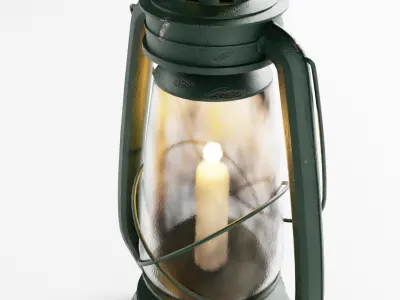 Old Lantern with Candle and scratches and a bit of rust Low-poly 3D model