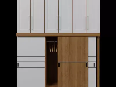 Wardrobe with doors and drawers 3D model