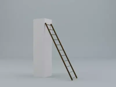 ladder 3D model lowpoly leaning Low-poly 3D model