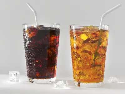 Glass with liquid and droplets 3D model