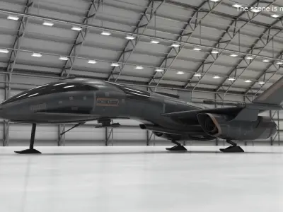 Black Futuristic Fighter Spaceship 3D model