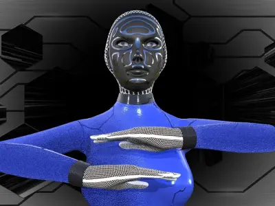 Cyber girl Low-poly 3D model