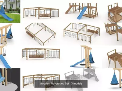 Wooden Playground Set 3D Model Pack