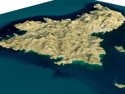 Syros Island 3D model terrain Low-poly 3D model