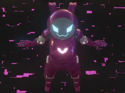 Female Bunny Robot Character Low-poly 3D model