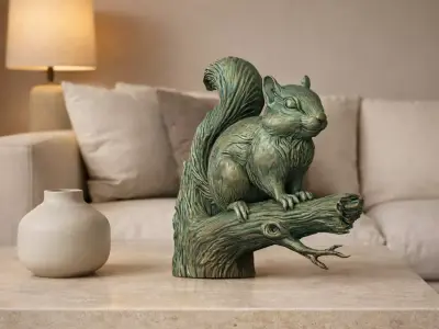 Arboris Squirrel  Aged Verdigris Bronze Sculpture 3D print model