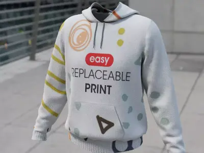 Replaceable print hoodie sweatshirt - male Low-poly 3D model