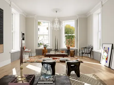 Art style apartment interior scene 3D model