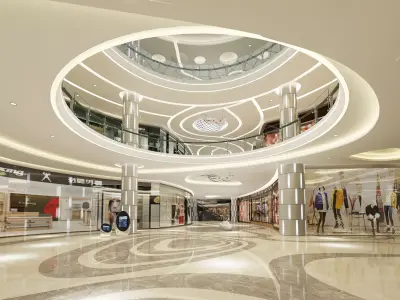  Shopping Mall interior Low-poly 3D model