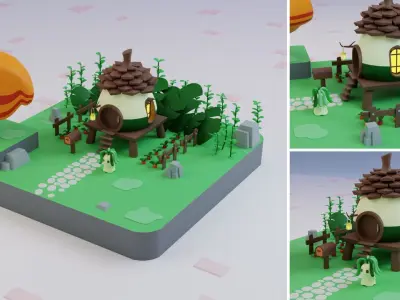 Fantasy Islands Modular Pack Low-poly 3D model
