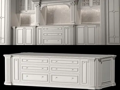 blk wood classical kitchen art 004 3D model
